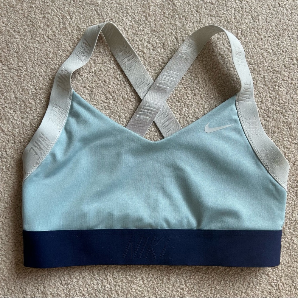 Nike women’s sports bra- Nike pro, dri-fit, wicking, light blue size small S
